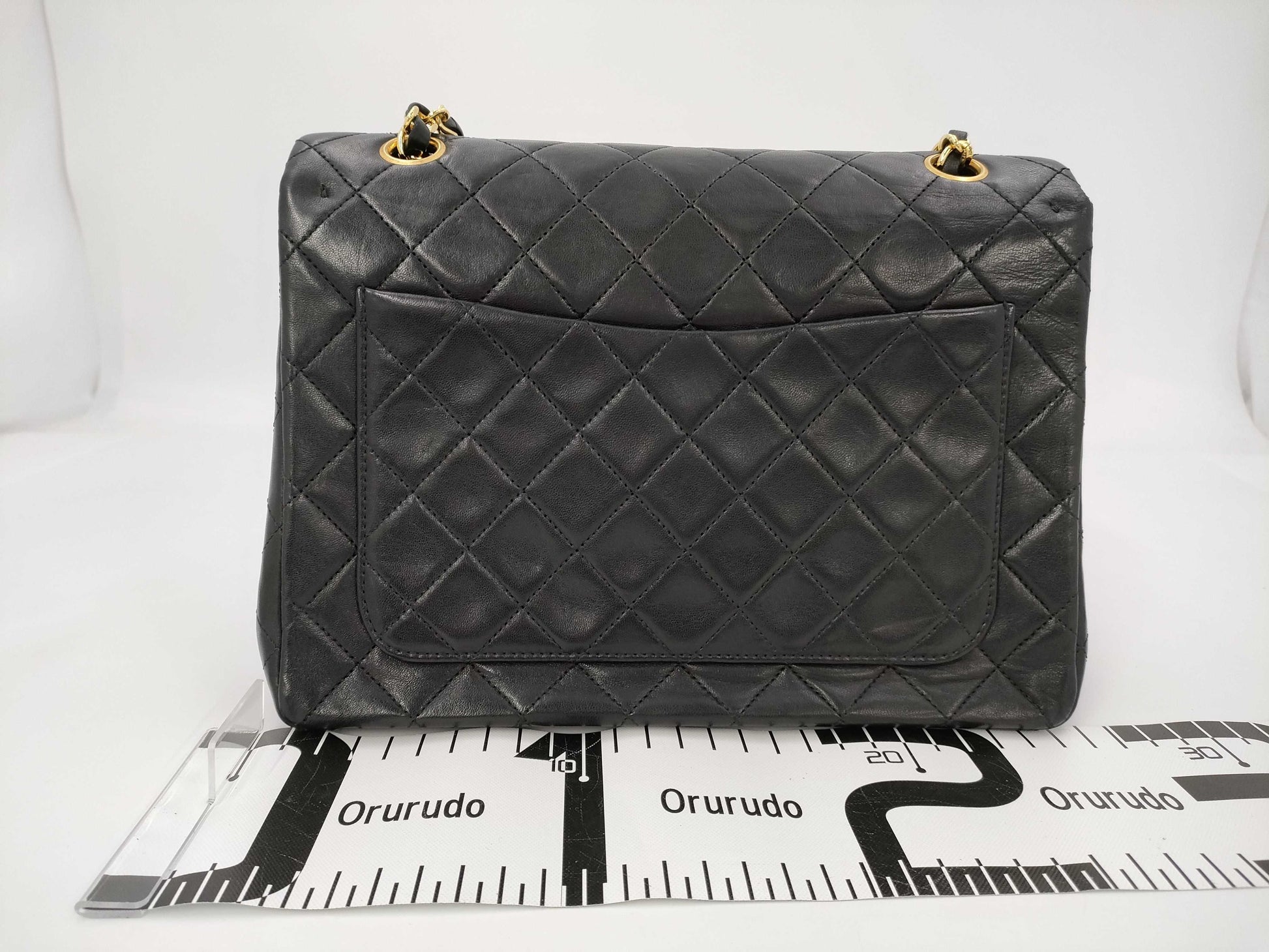 CHANEL Chain Shoulder Bag, Matelasse 25, Vertical, Double Flap, Lambskin, Black, GD Hardware, No. 1, Shoulder Bag