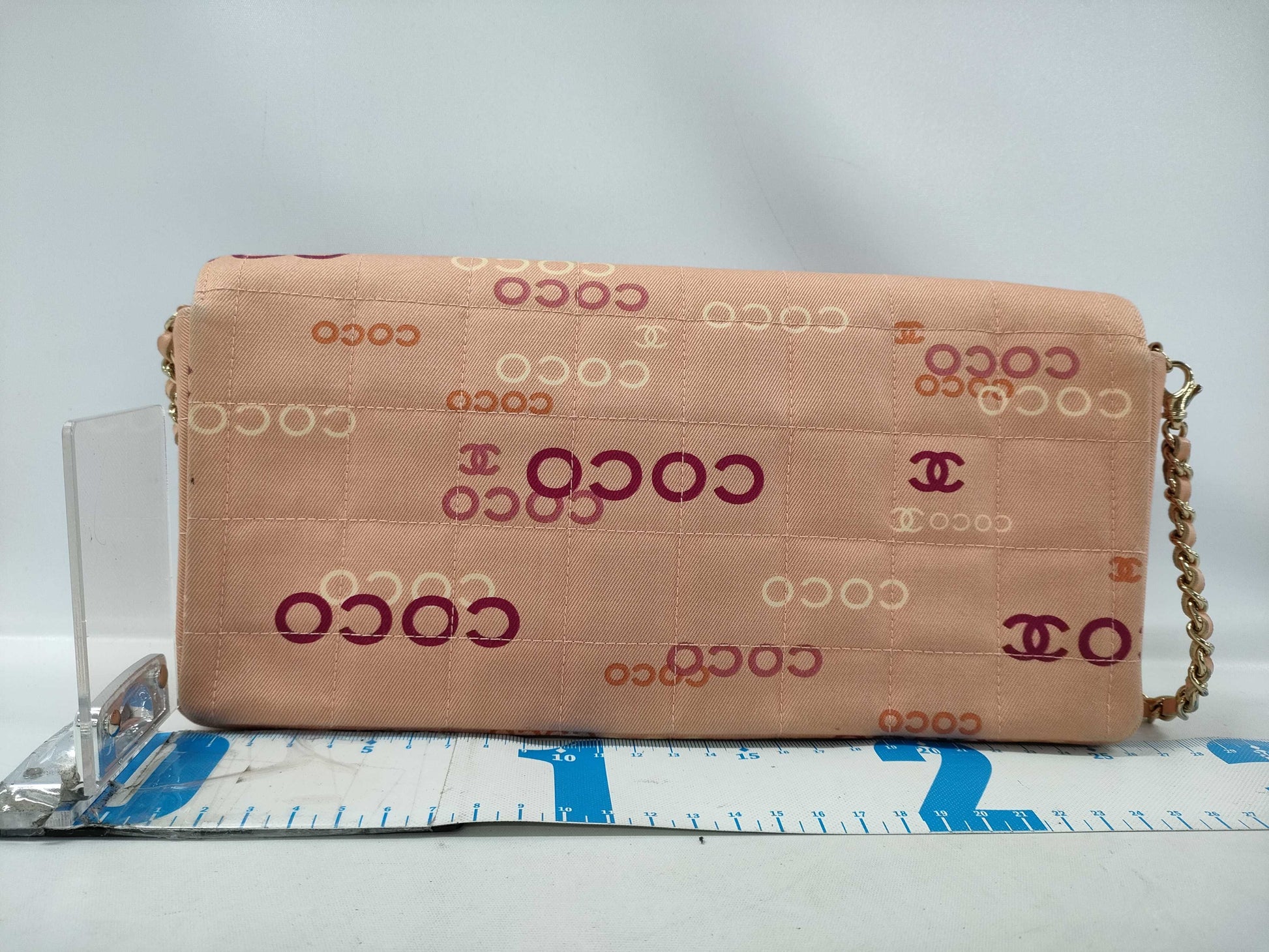 CHANEL Chocobar Chain Shoulder Bag, Canvas, Pink, No. 7 Seal, Shoulder Bag