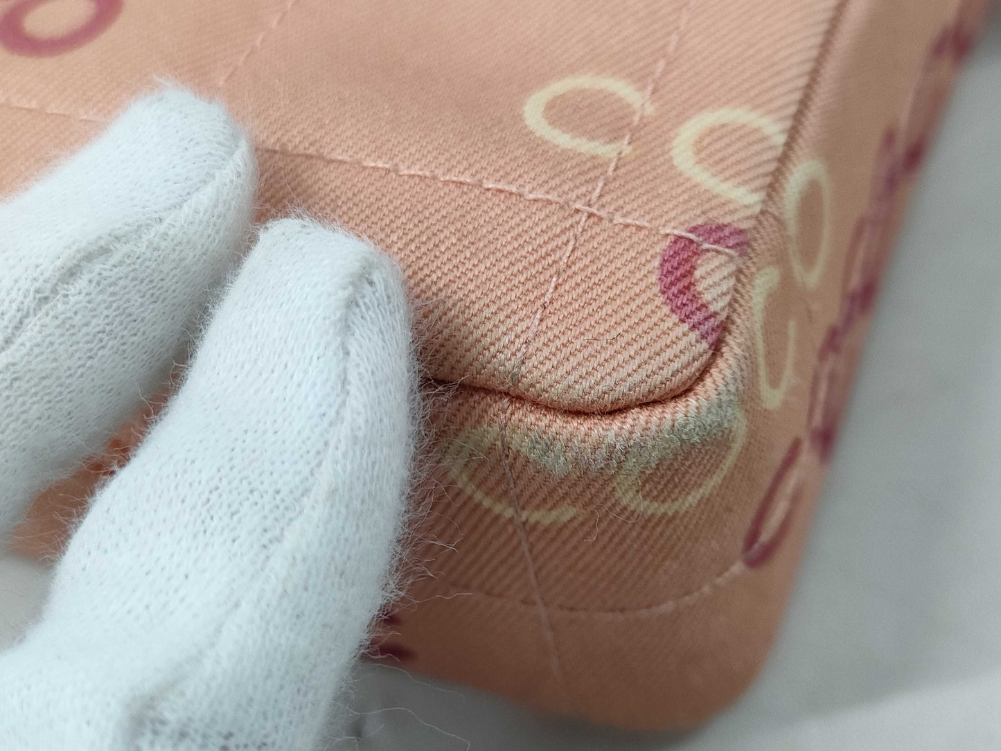 CHANEL Chocobar Chain Shoulder Bag, Canvas, Pink, No. 7 Seal, Shoulder Bag