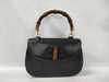 GUCCI Bamboo Leather 000・099・0633 Black Handbag