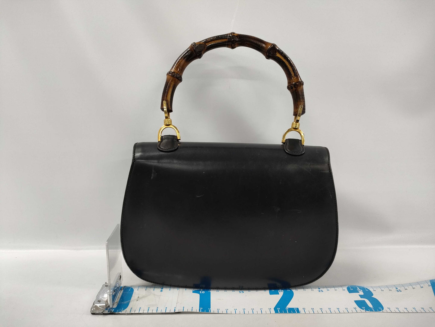 GUCCI Bamboo Leather 000・099・0633 Black Handbag