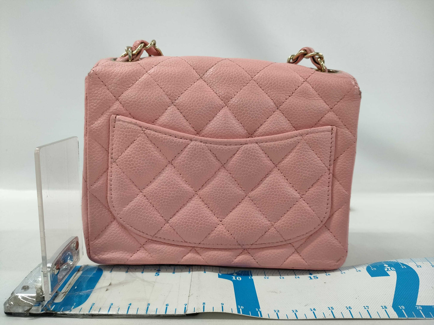 CHANEL Mini Matelasse Chain Shoulder Bag, Caviar Pink, No. 8, with Seal
