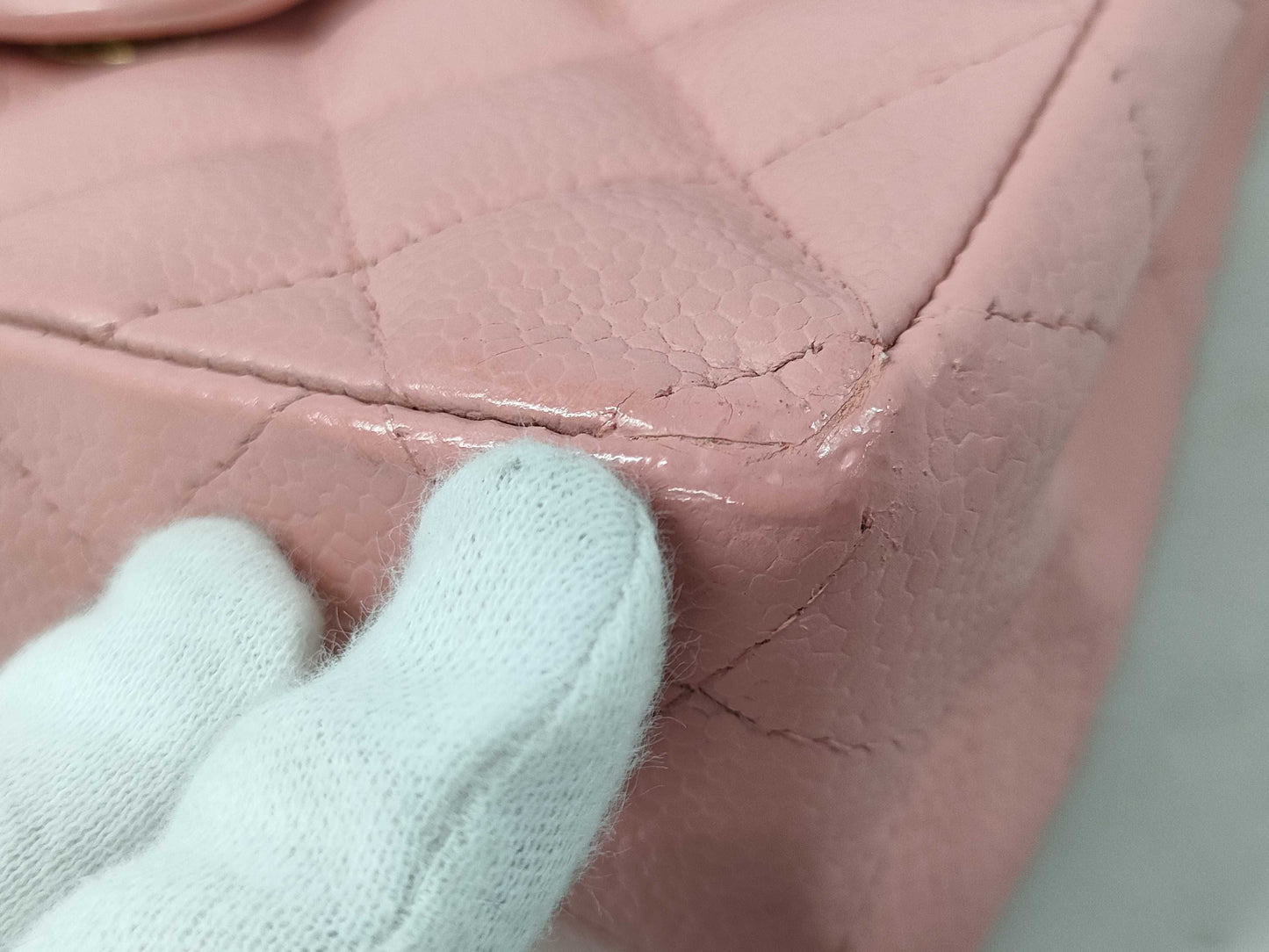 CHANEL Mini Matelasse Chain Shoulder Bag, Caviar Pink, No. 8, with Seal