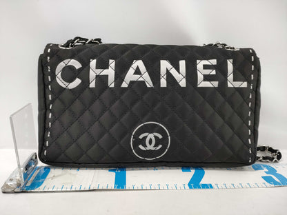 CHANEL Deca Coco Matelasse Chain Shoulder Bag, Nylon, Black, 11th Series Seal