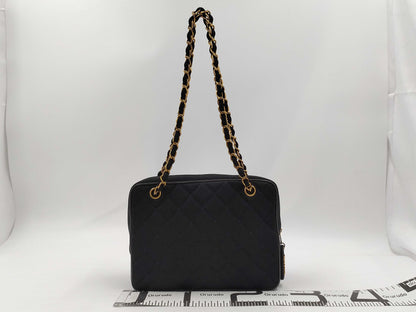 CHANEL Matelasse Chain Shoulder Bag, Cotton, Black, No. 1, Shoulder Bag