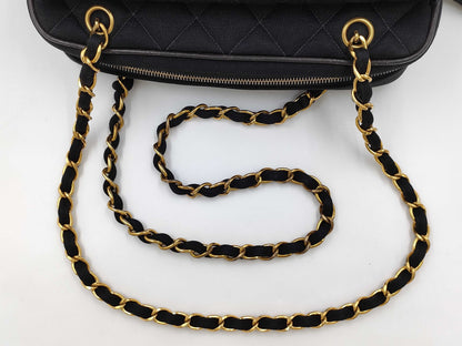 CHANEL Matelasse Chain Shoulder Bag, Cotton, Black, No. 1, Shoulder Bag