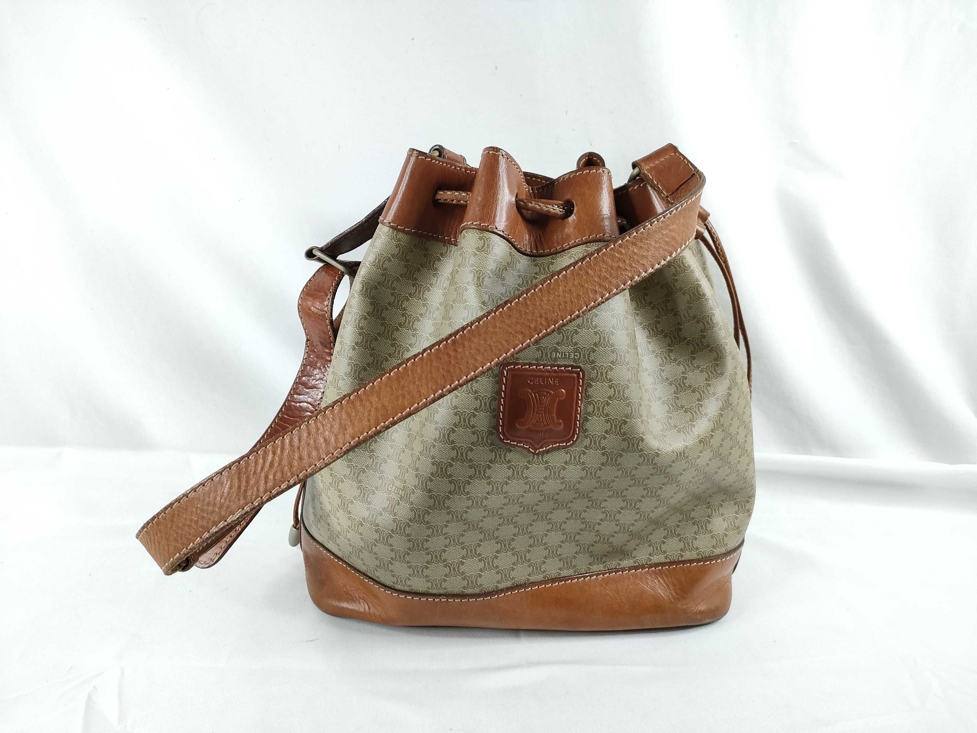 CELINE Macadam Drawstring Shoulder Bag