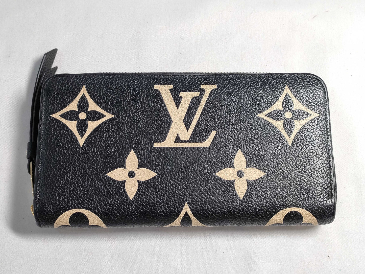 LOUIS VUITTON Monogram Empreinte Zippy Wallet in Black and Beige with IC Tag and G Hardware