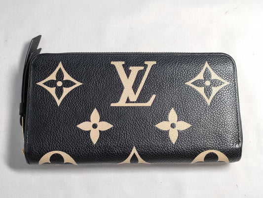 LOUIS VUITTON Monogram Empreinte Zippy Wallet in Black and Beige with IC Tag and G Hardware