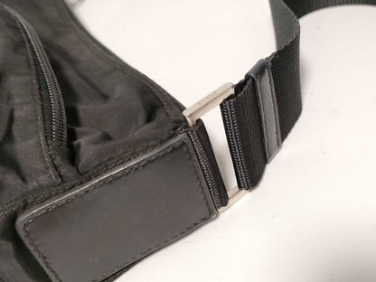 PRADA Nylon Prada Shoulder Bag with Triangle Logo, Black