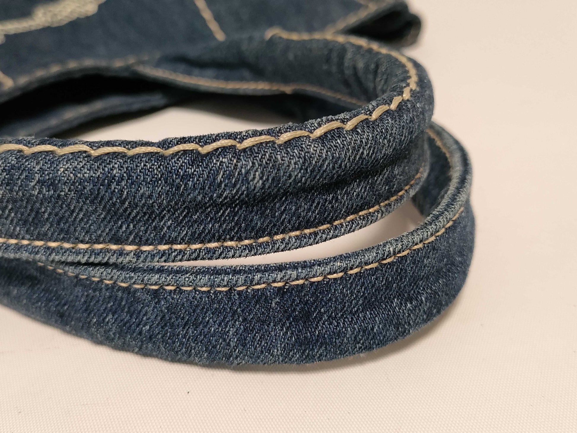 PRADA Prada Canapa Denim Handbag with Triangle Logo, Bag, Tag, and Warranty Card