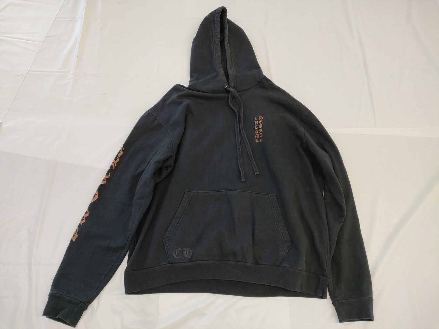 CHROME HEARTS Hoodie with Sleeve Logo and Scroll Logo, Black, XL