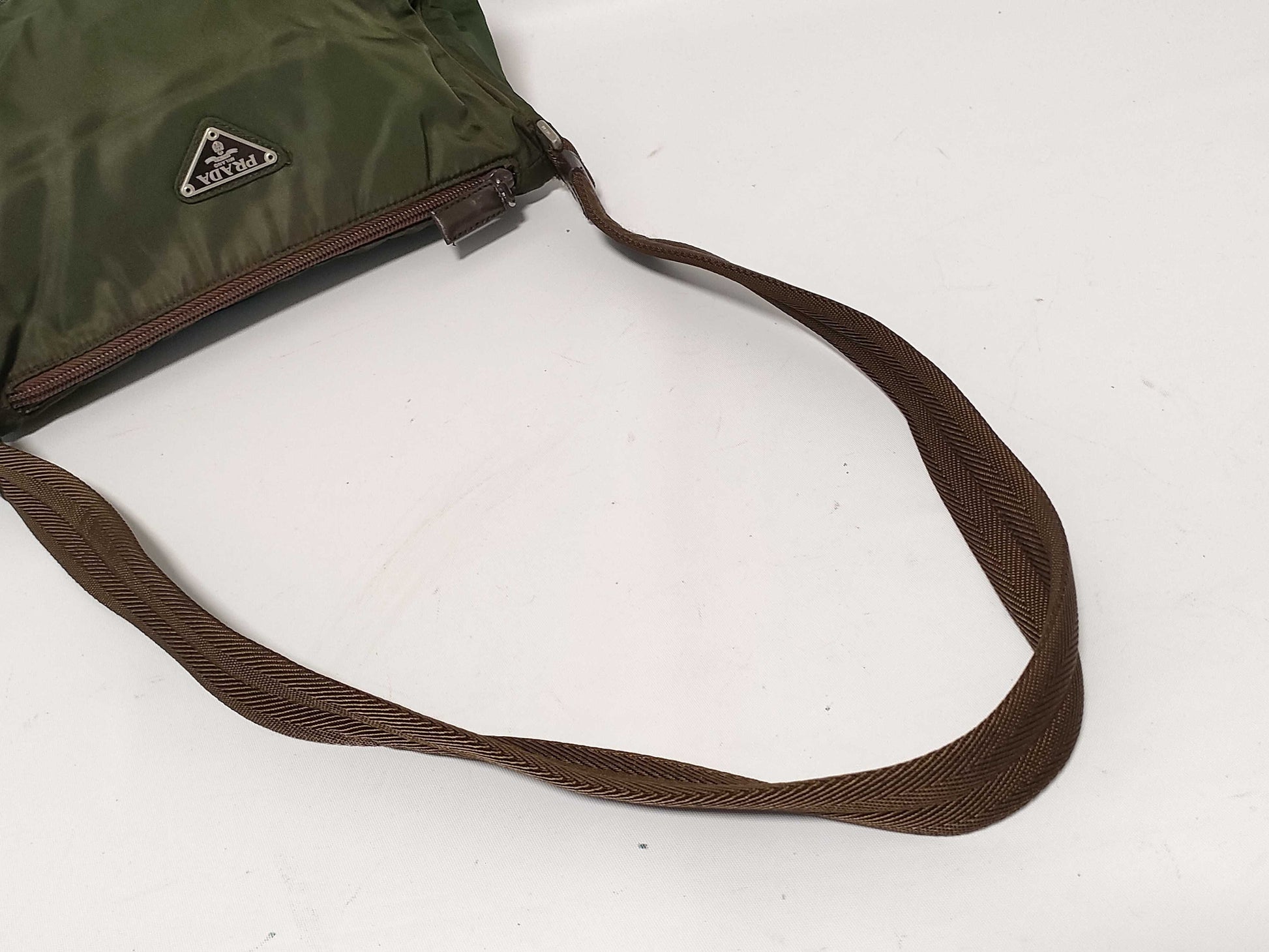 PRADA Nylon Prada Shoulder Bag with Triangle Logo