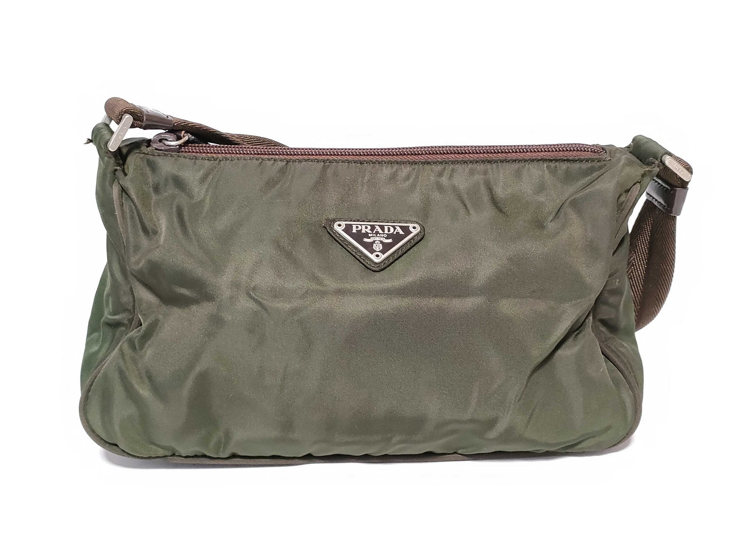 PRADA Nylon Prada Shoulder Bag with Triangle Logo