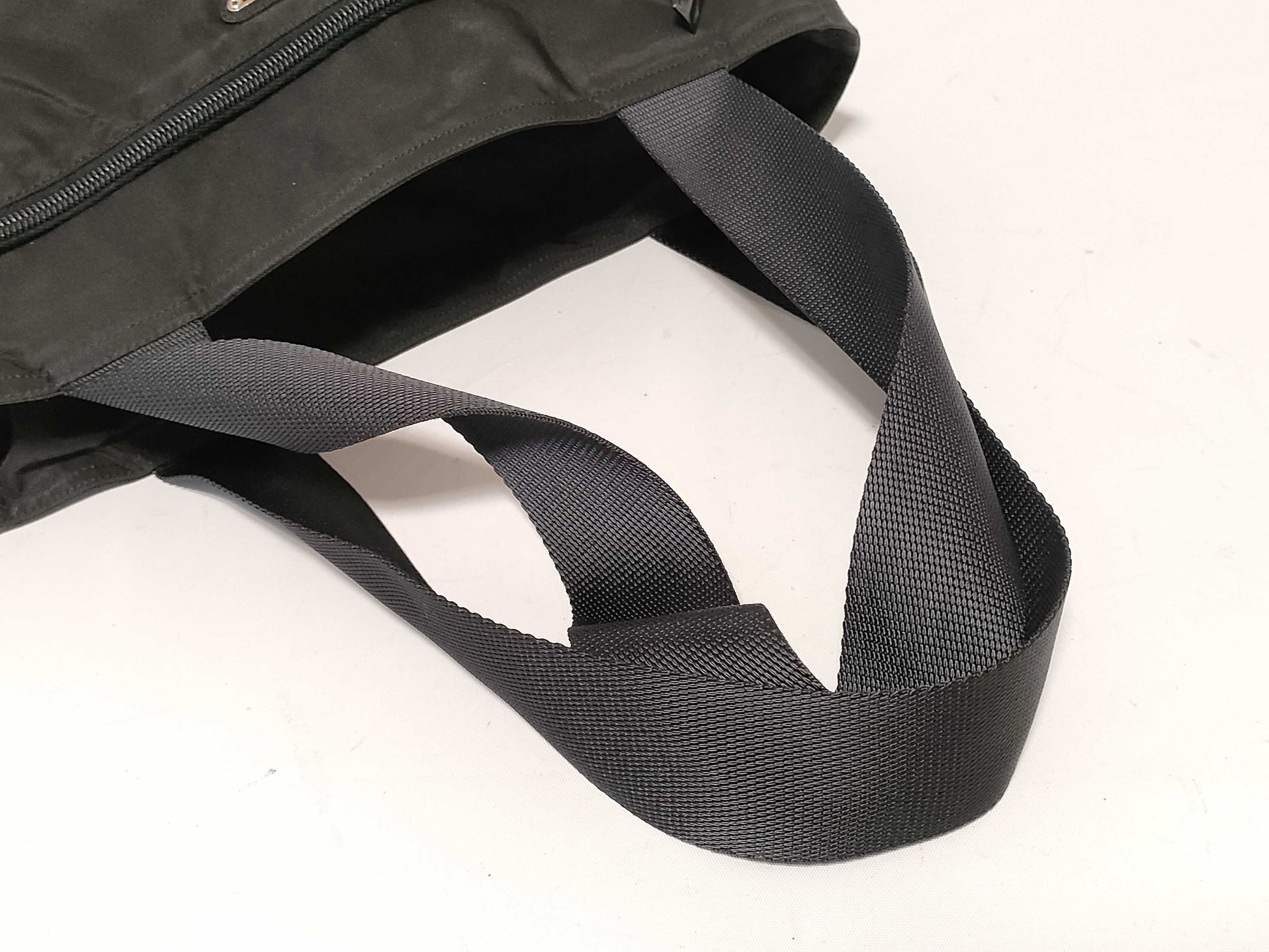 PRADA Nylon Prada Tote Bag with Triangle Logo, Black