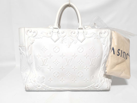 LOUIS VUITTON Louis Vuitton Handbag Tote Bag 2-Way Sac Plat Ornament Monogram White Name Tag Bag Handbag