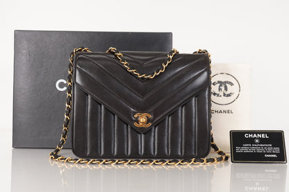 CHANEL Lambskin Chevron Lamb Chain Shoulder Bag, No. 2