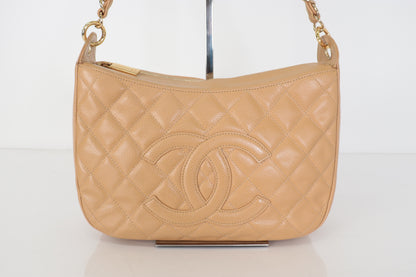 CHANEL Caviar Skin Deca Coco Caviar One-Shoulder Bag, Beige, No. 9