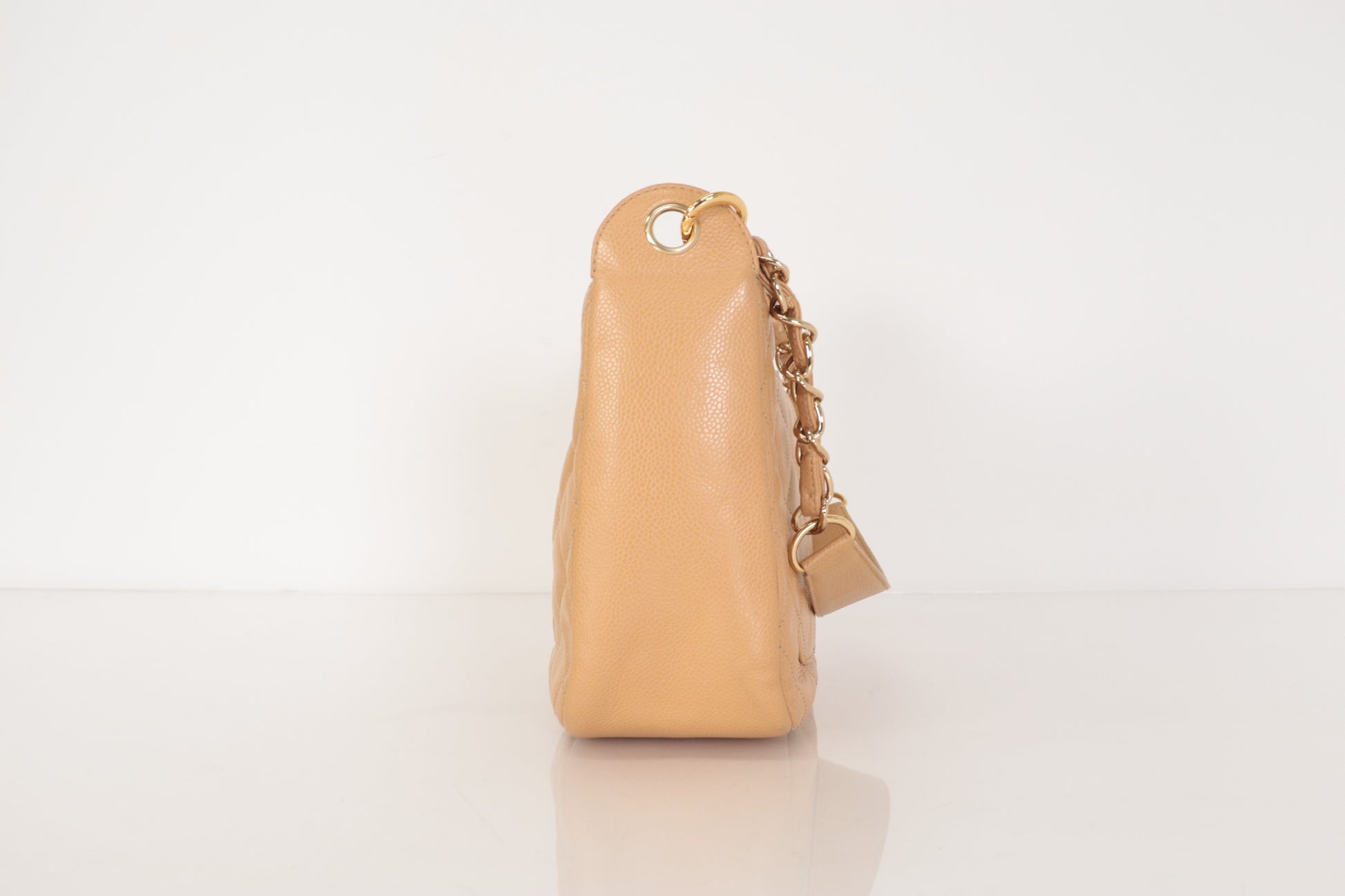 CHANEL Caviar Skin Deca Coco Caviar One-Shoulder Bag, Beige, No. 9