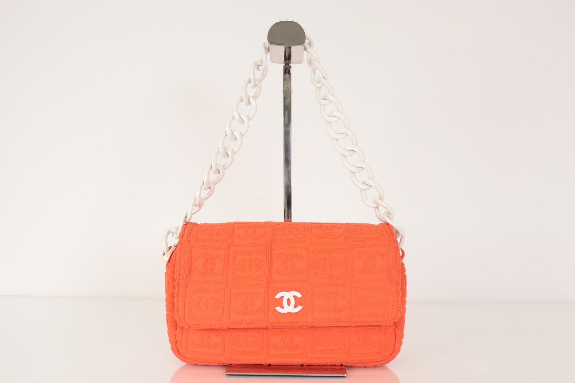 CHANEL Coco Mark Plastic Chain Shoulder Bag, Orange, No. 7