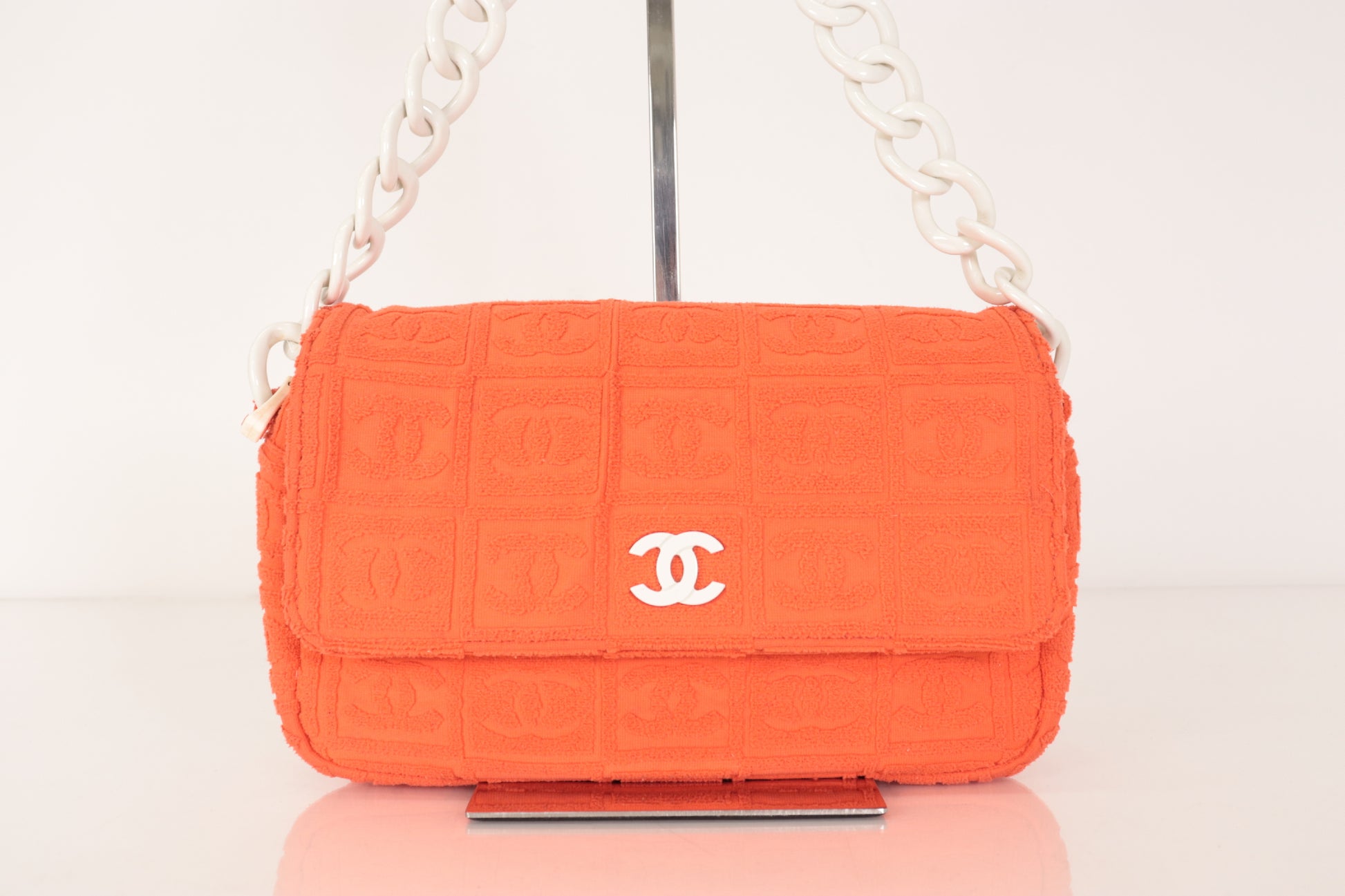 CHANEL Coco Mark Plastic Chain Shoulder Bag, Orange, No. 7