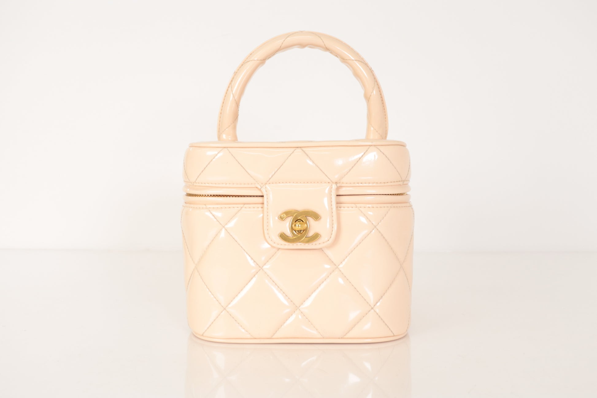 CHANEL Enamel Patent Vanity Beige No. 3 Handbag