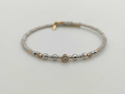 D0.17ct K18/METAL 3.8g Bracelet/Bangle 