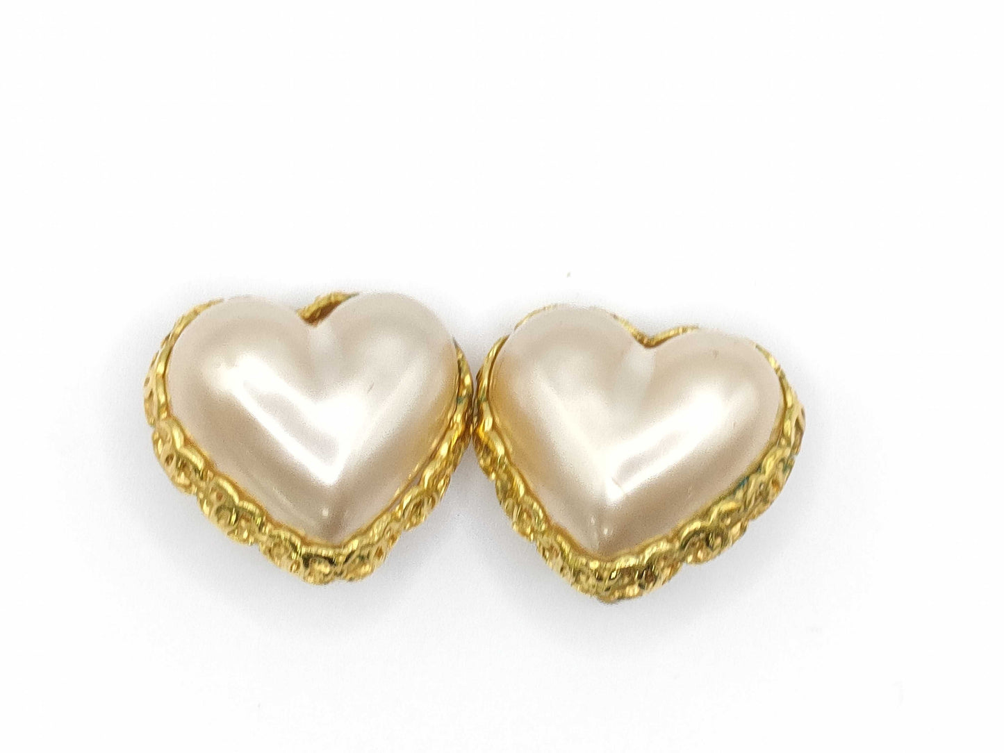 CHANEL Heart Earrings Pearl Earrings