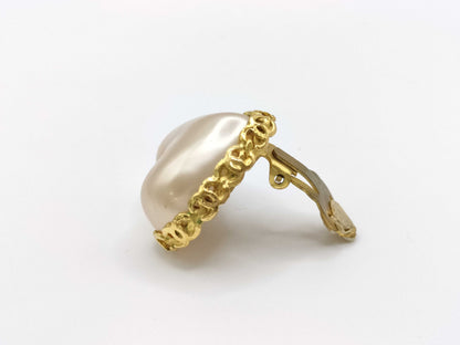 CHANEL Heart Earrings Pearl Earrings