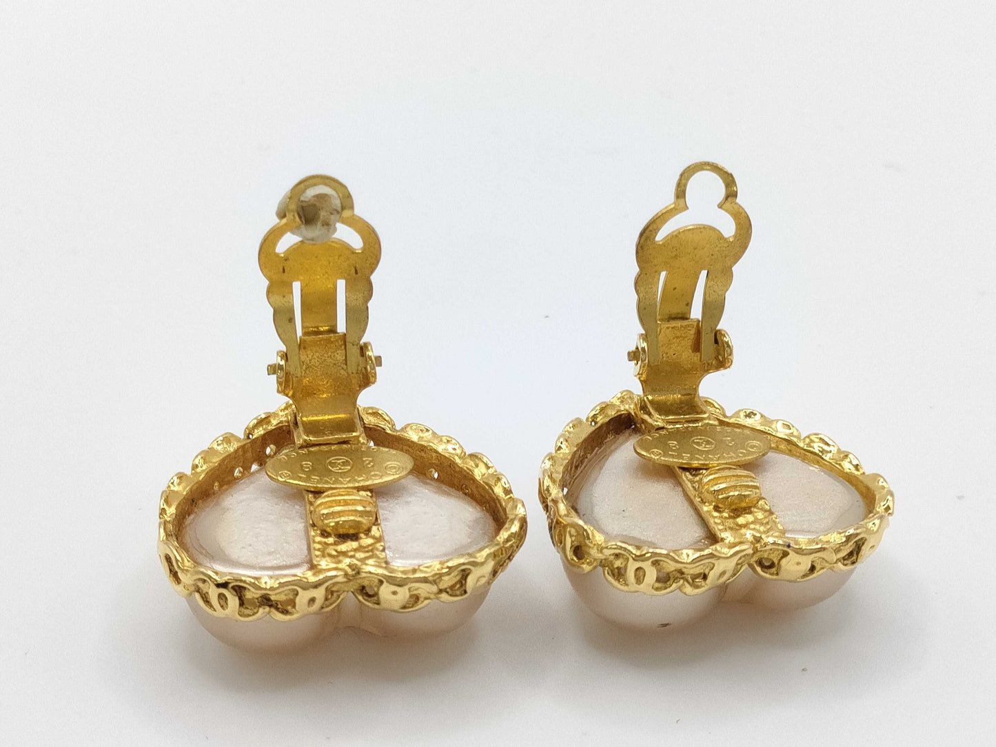 CHANEL Heart Earrings Pearl Earrings