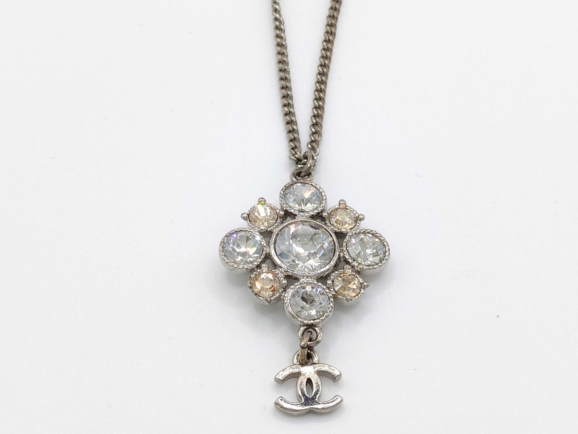 CHANEL Rhinestone Coco Mark Necklace