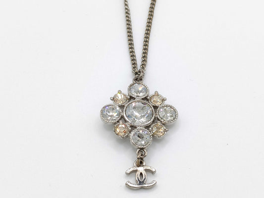 CHANEL Rhinestone Coco Mark Necklace