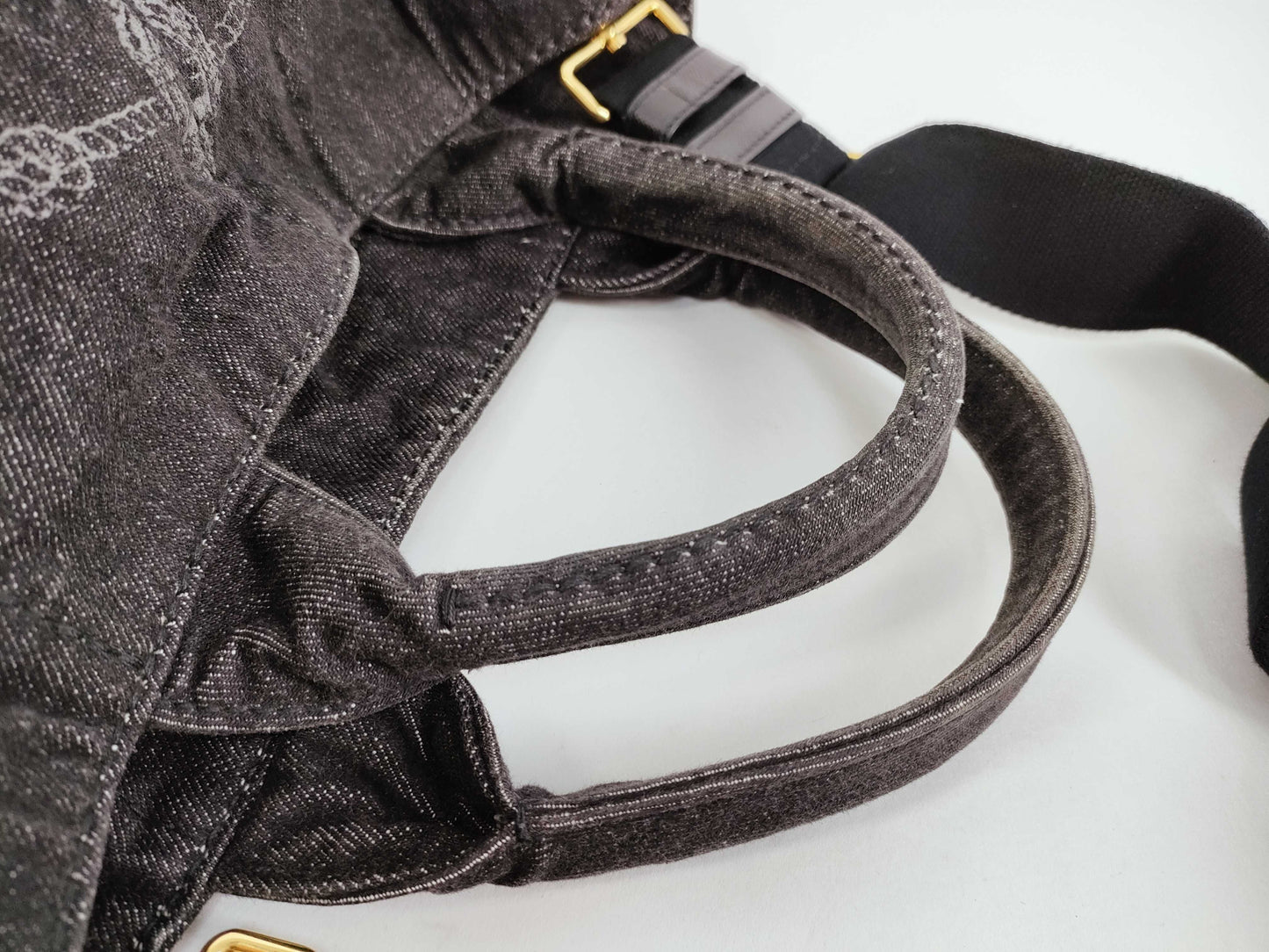 PRADA Canapa Tote Bag Denim Gray B2642B Tote Bag