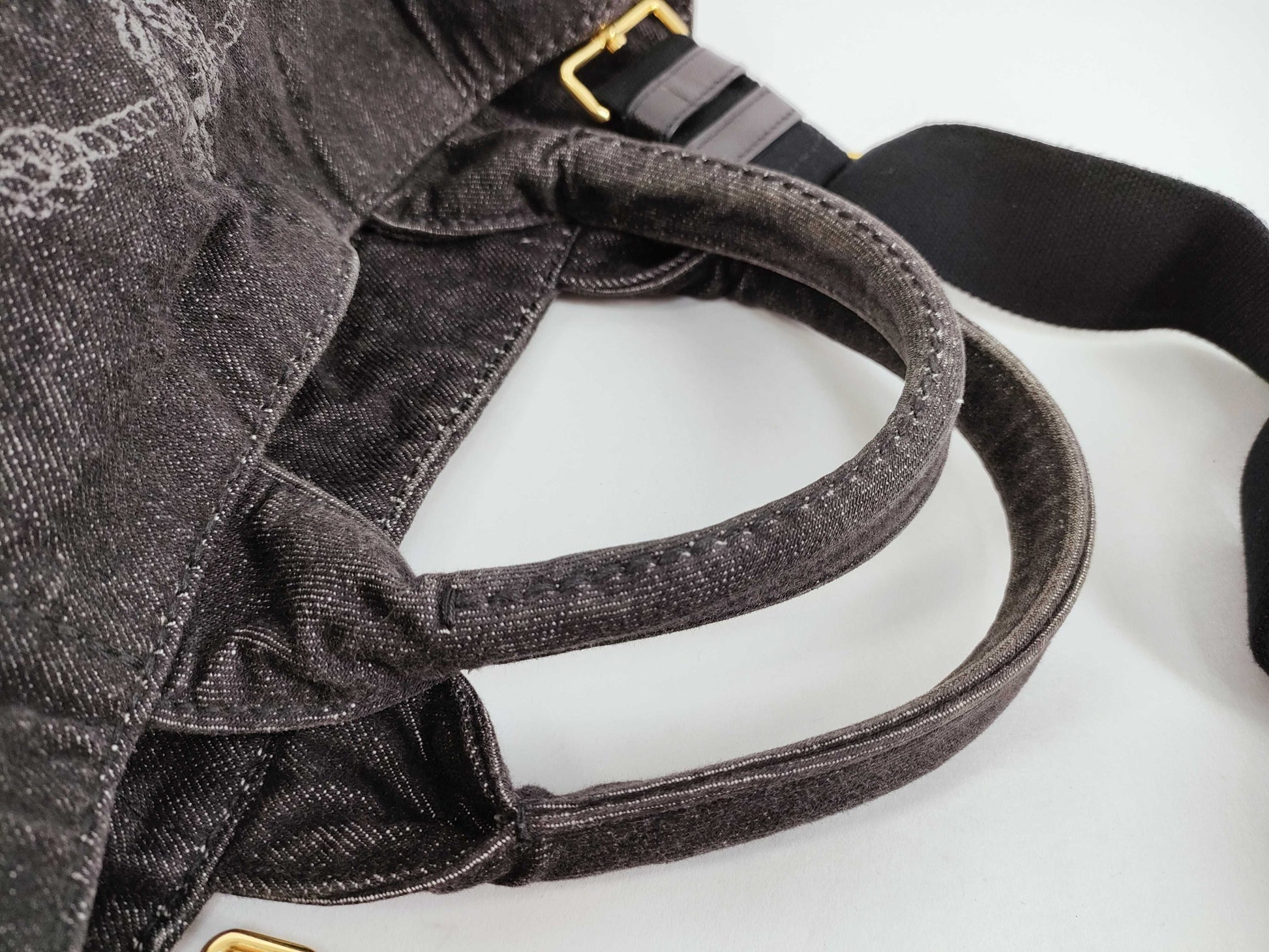 PRADA Canapa Tote Bag Denim Gray B2642B Tote Bag