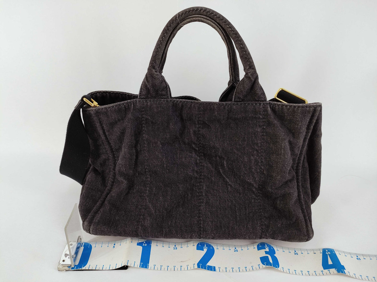 PRADA Canapa Tote Bag Denim Gray B2642B Tote Bag