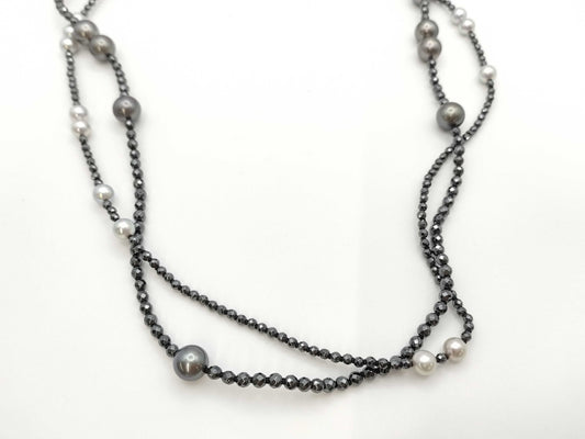 TASAKI Colored Stone Pearl Necklace, Diameter 7.0mm-10.3mm, 925, 98.6g 