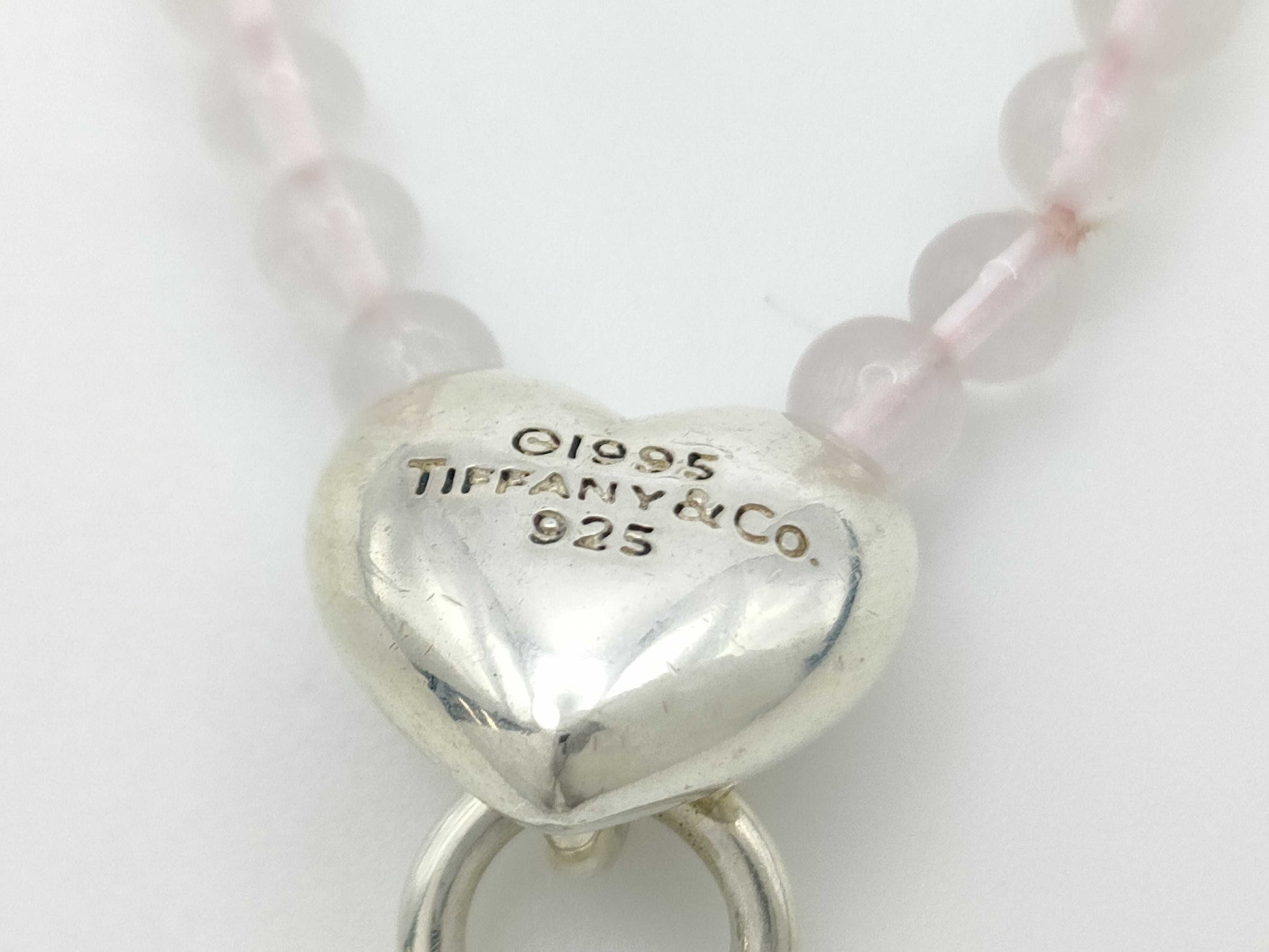 Tiffany & Co. Heart Door Knocker Rose Quartz Necklace in SV925
