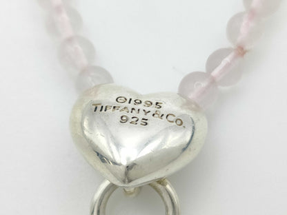 Tiffany & Co. Heart Door Knocker Rose Quartz Necklace in SV925