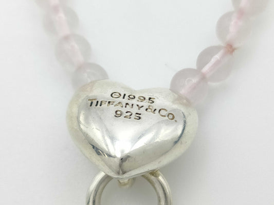 Tiffany & Co. Heart Door Knocker Rose Quartz Necklace in SV925