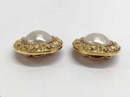 CHANEL Chanel Earrings GP Faux Pearl Earrings