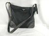 PRADA Nylon Prada Shoulder Bag with Leather Strap, Black