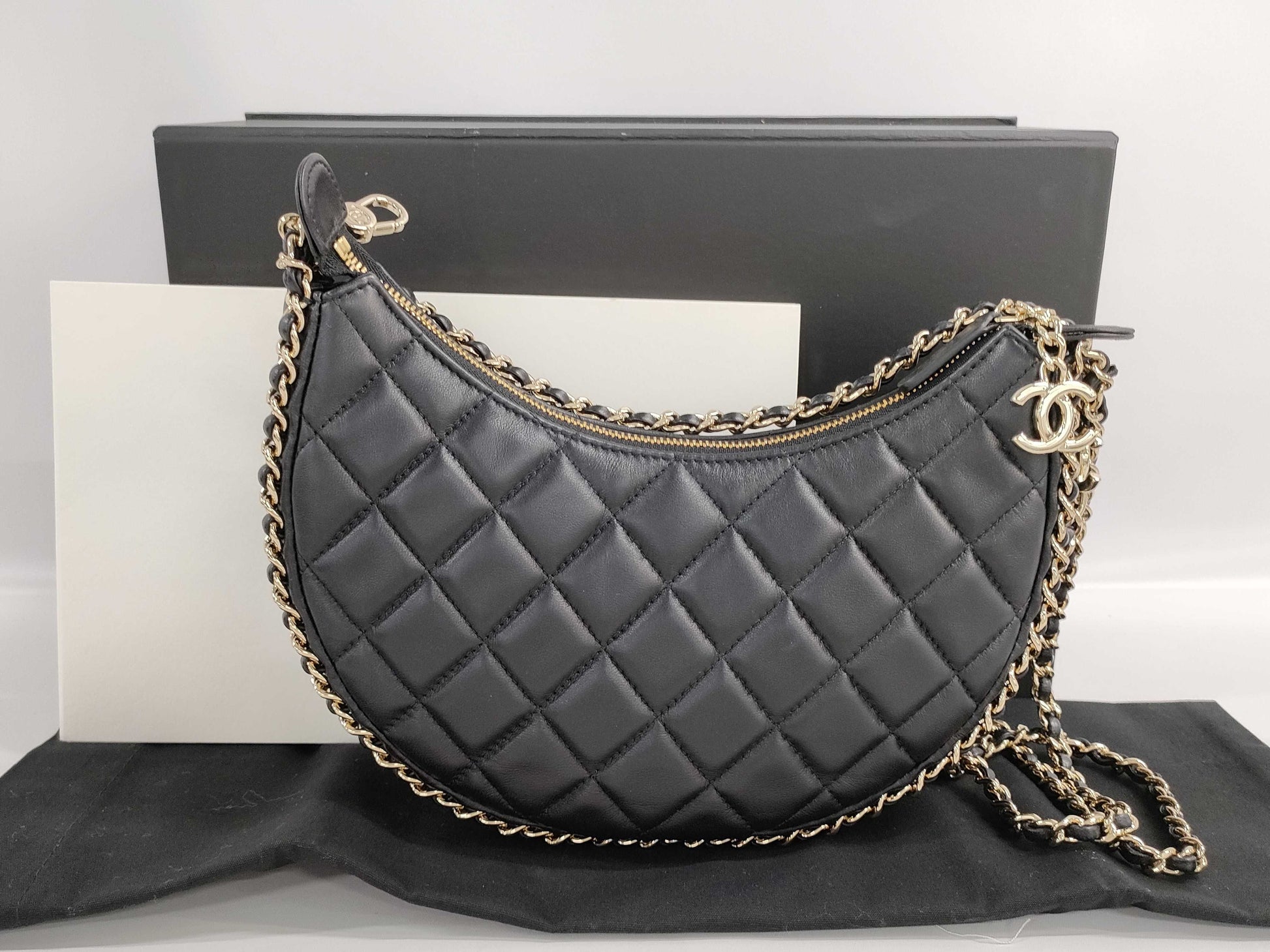 CHANEL Matelasse Hobo Crescent Moon Chain Shoulder Bag