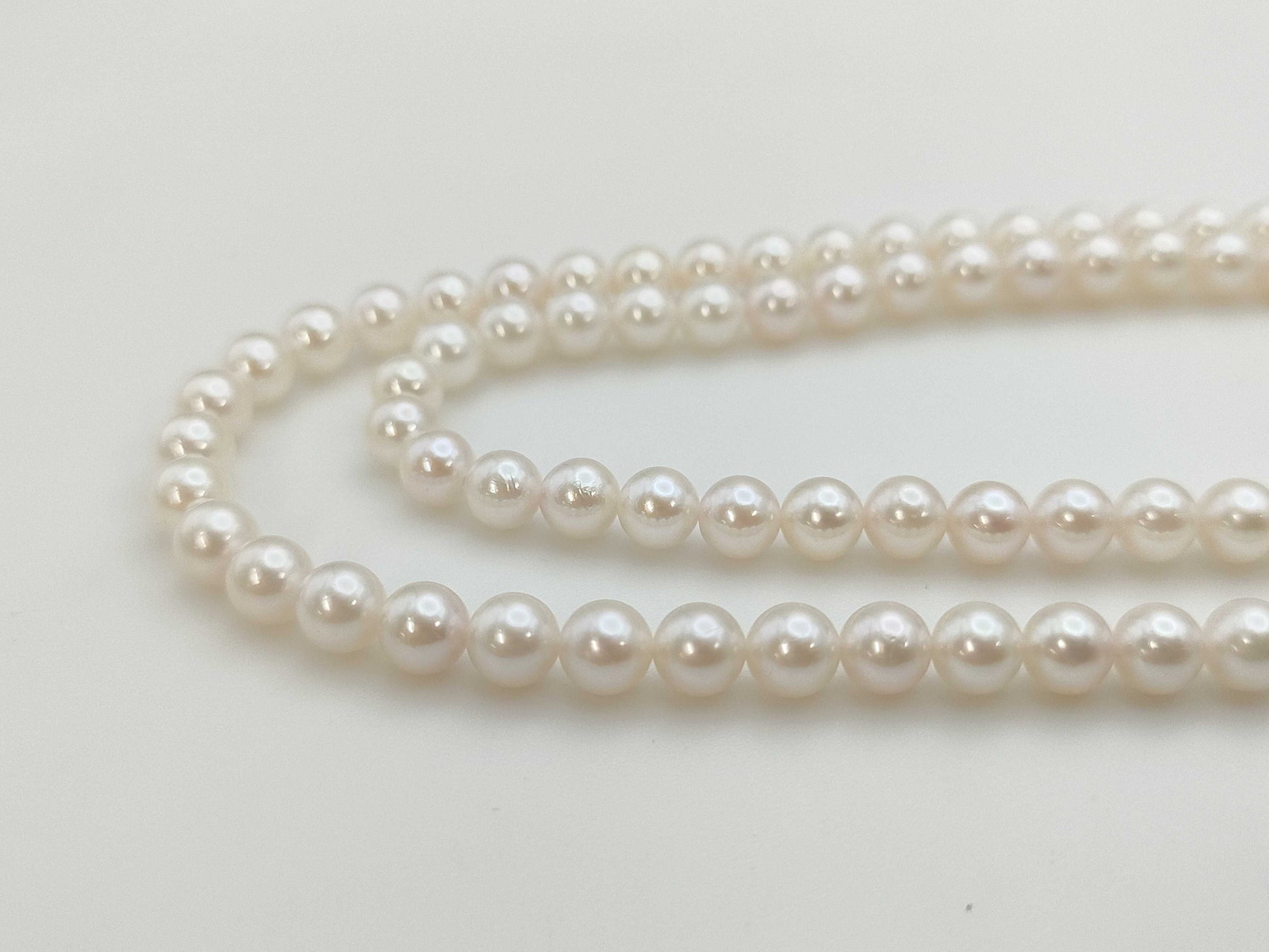 Long Pearl Necklace, Diameter 4.2-4.8mm, Metal, 67.9g 