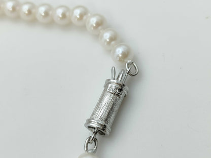 Long Pearl Necklace, Diameter 4.2-4.8mm, Metal, 67.9g 