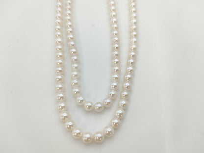 Long Pearl Necklace, Diameter 4.2-4.8mm, Metal, 67.9g 