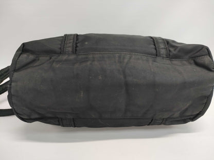 PRADA Prada Handbag Embroidered Nylon Black Tote Bag