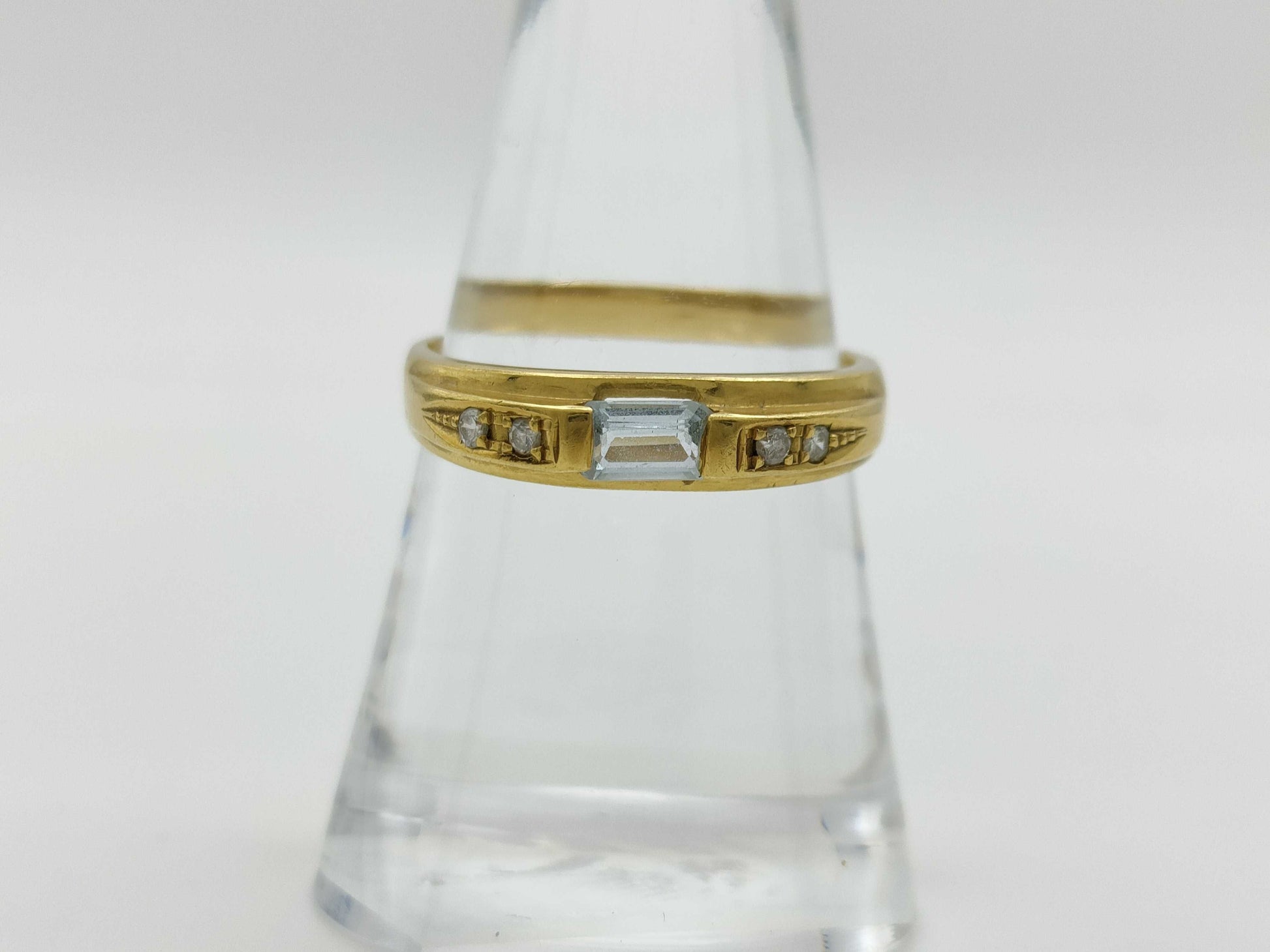 Aquamarine D0.06ct K18 3.3g Ring 