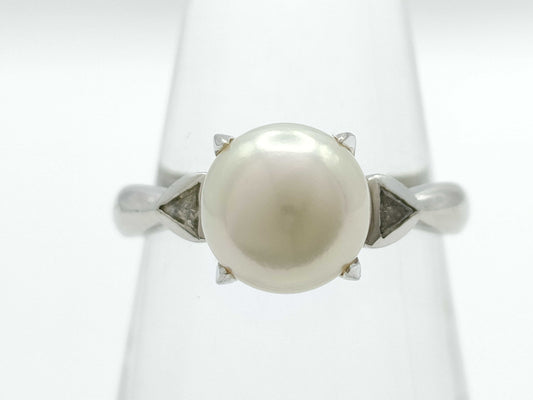 Pearl diameter: approx. 8.5mm, D0.15ct, PT900, 6.3g, Ring 