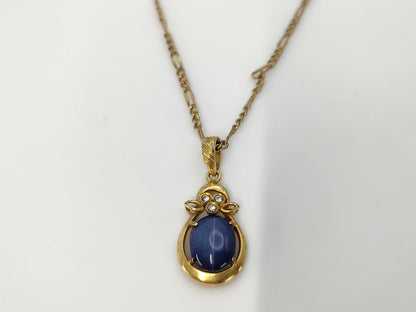 Colored Stone, Transparent Stone, Metal, 4.5g Necklace 