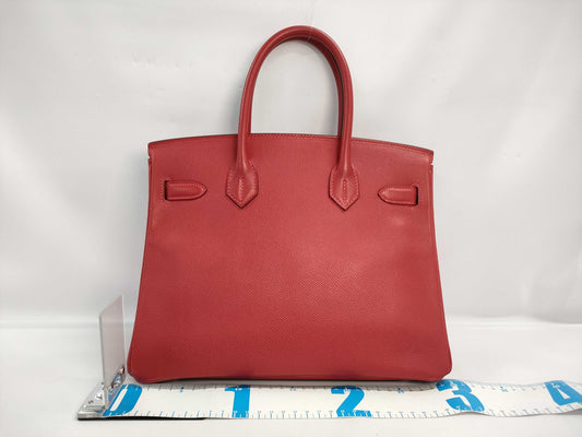 HERMES Birkin 30 Epson Rouge Cazac Handbag with Q Stamp